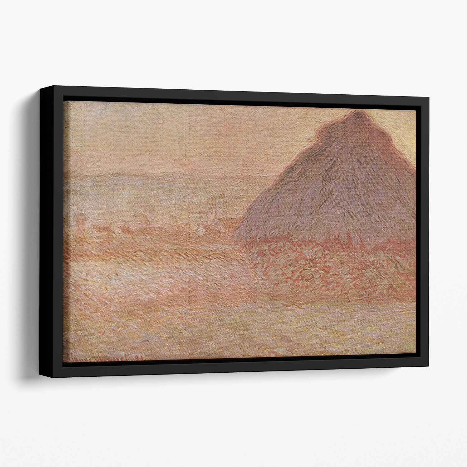 Haystacks at sunset by Monet Floating Framed Canvas