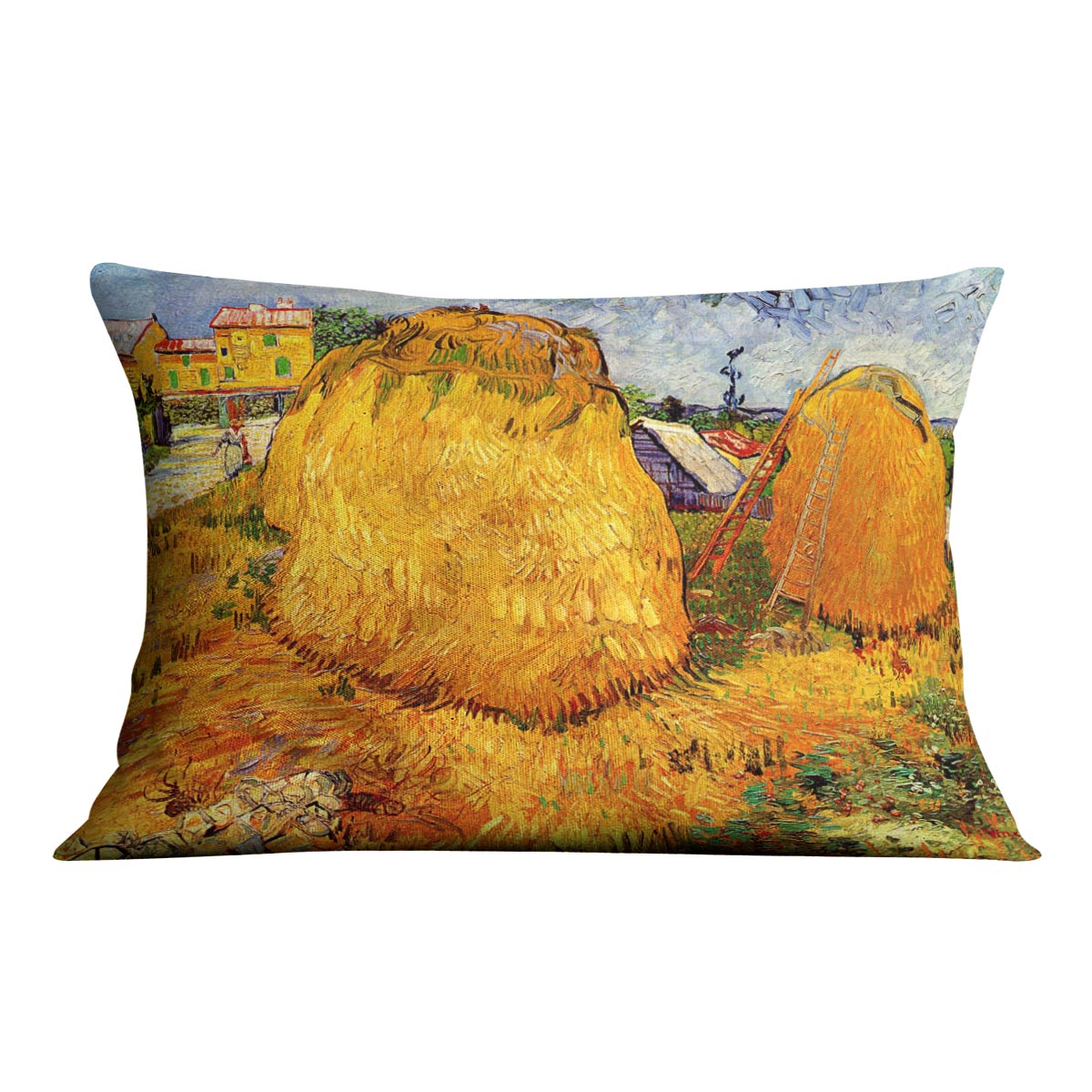 Haystacks in Provence by Van Gogh Cushion