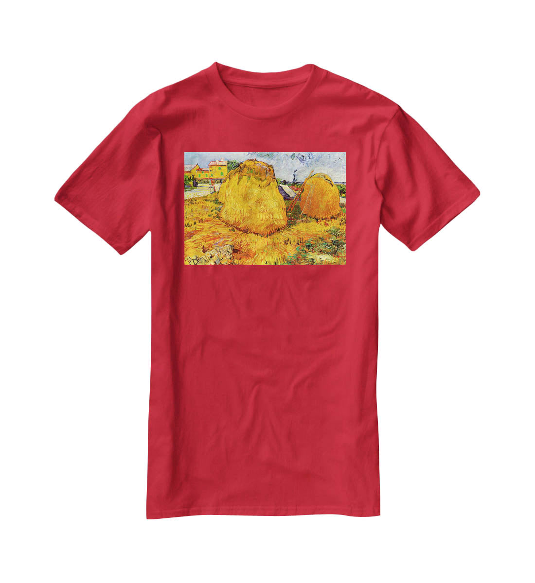 Haystacks in Provence by Van Gogh T-Shirt - Canvas Art Rocks - 4