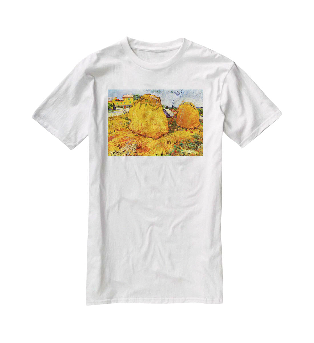 Haystacks in Provence by Van Gogh T-Shirt - Canvas Art Rocks - 5