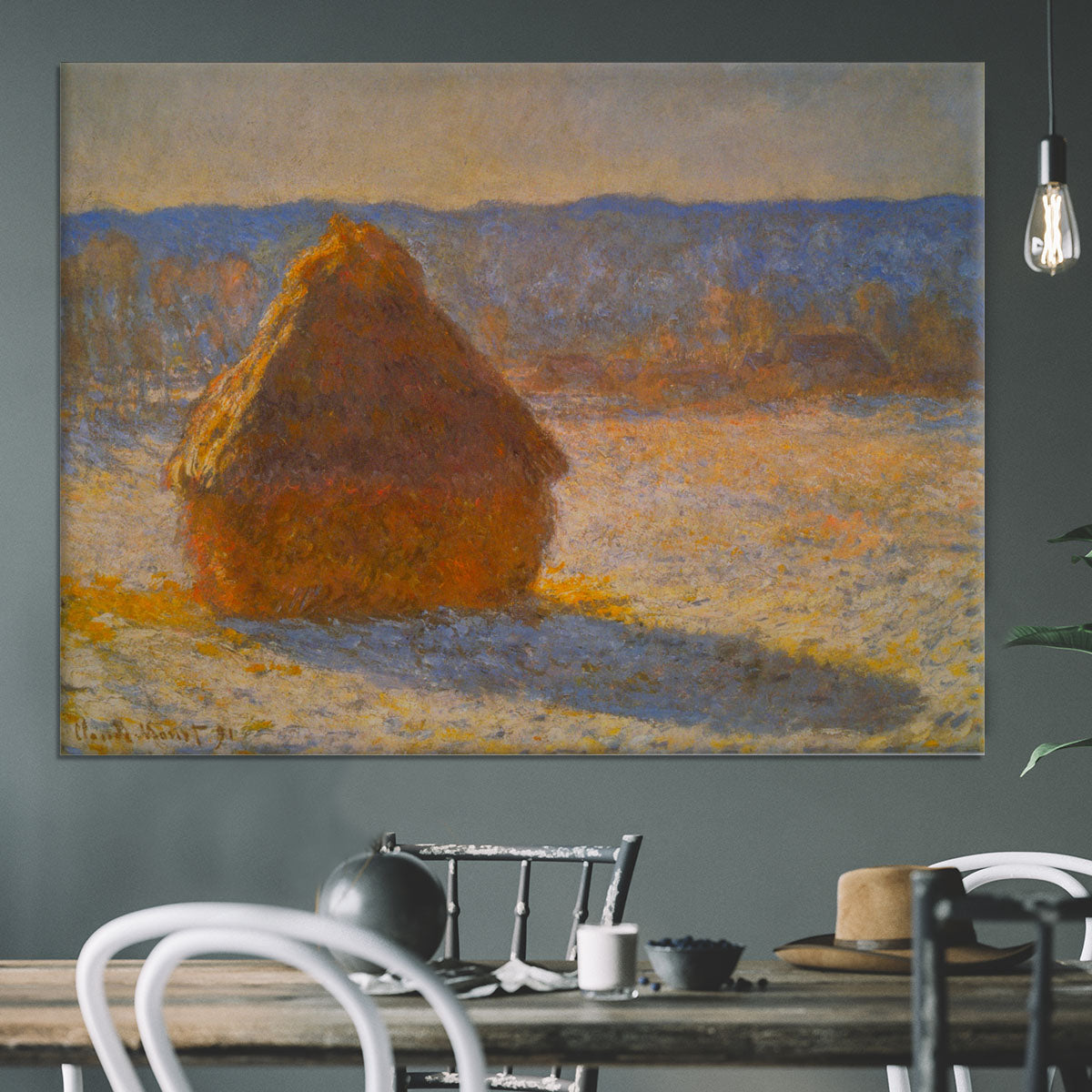 Haystacks in Snow by Monet Canvas Print or Poster - Canvas Art Rocks - 3