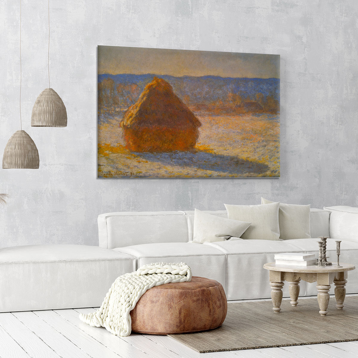 Haystacks in Snow by Monet Canvas Print or Poster - Canvas Art Rocks - 6