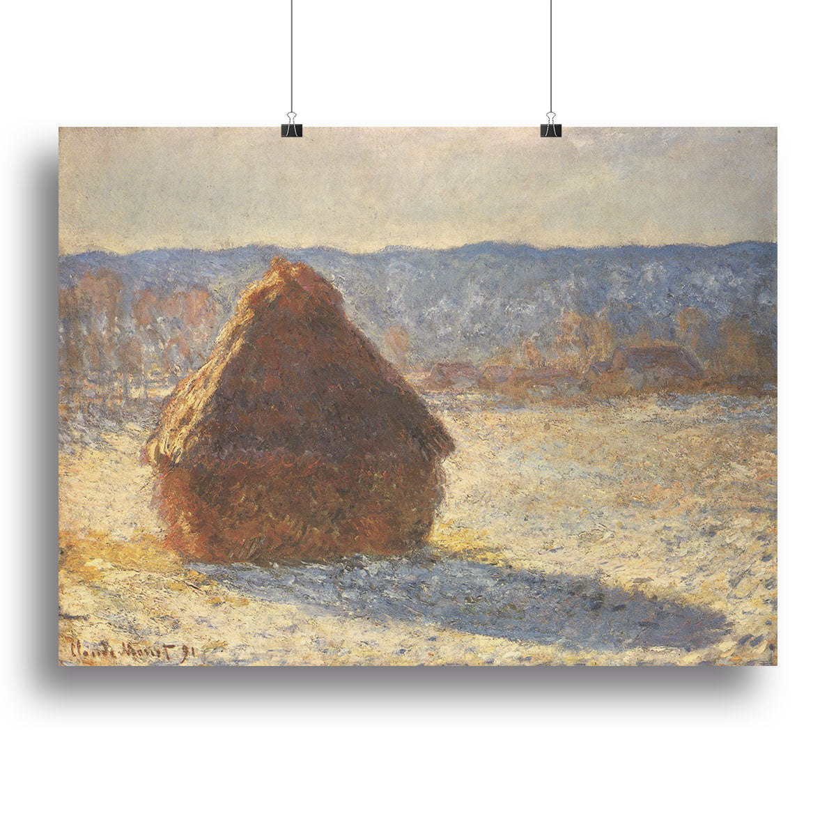 Haystacks snow morning by Monet Canvas Print or Poster - Canvas Art Rocks - 2