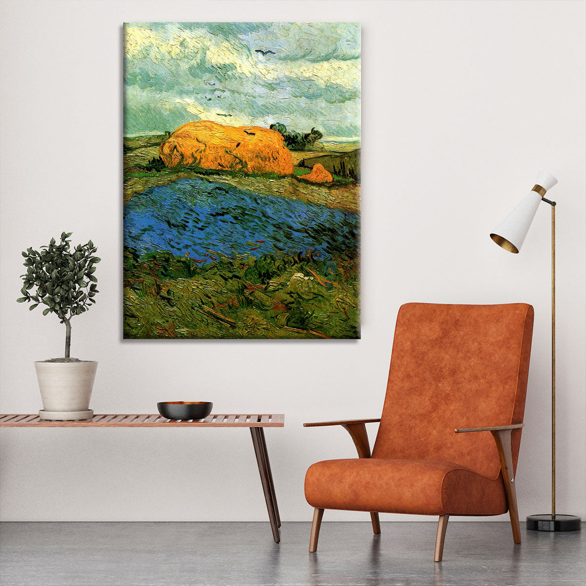 Haystacks under a Rainy Sky by Van Gogh Canvas Print or Poster - Canvas Art Rocks - 6