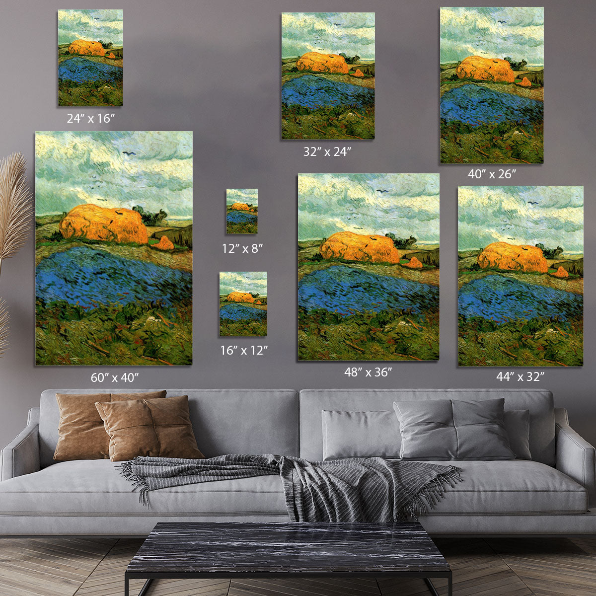 Haystacks under a Rainy Sky by Van Gogh Canvas Print or Poster - Canvas Art Rocks - 7