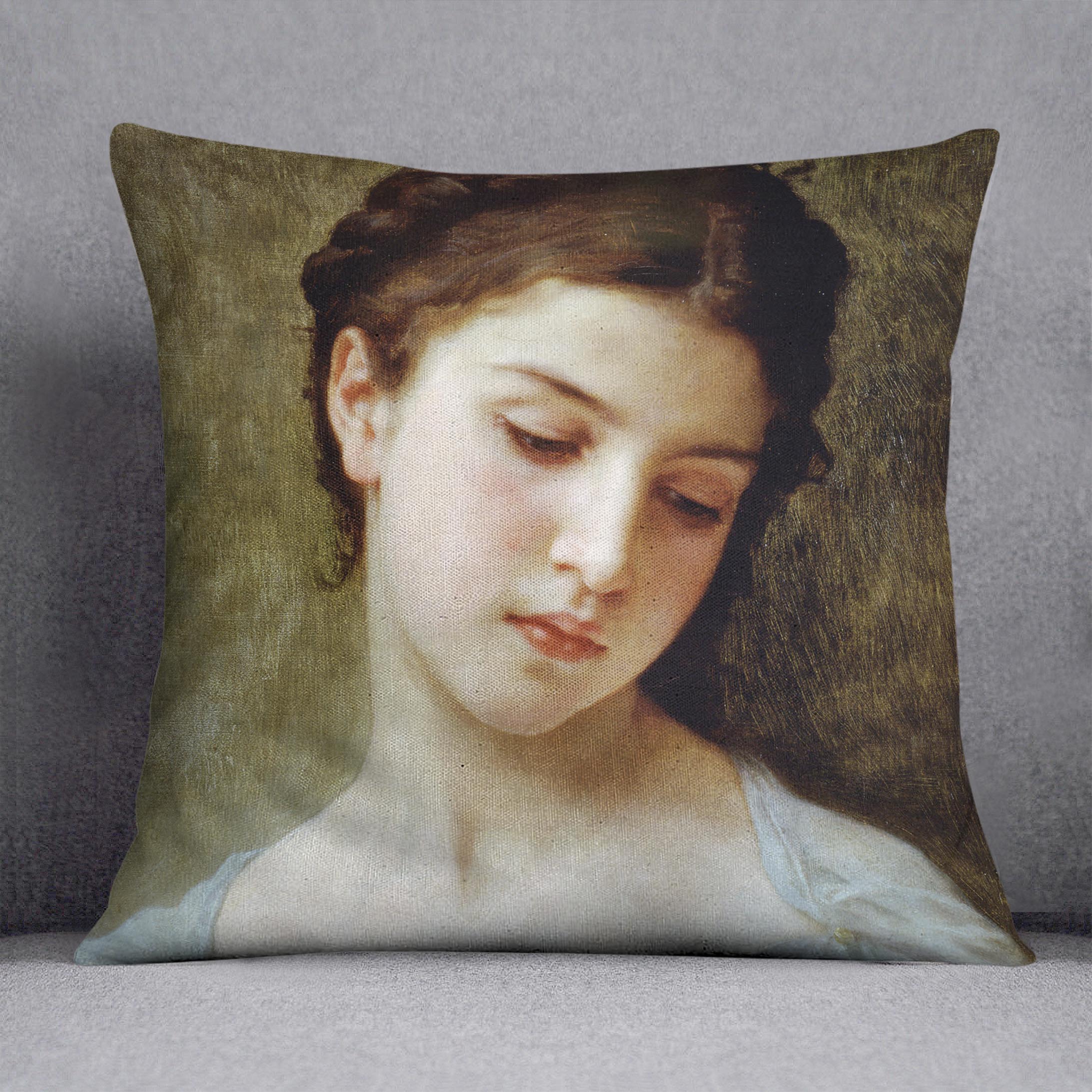 Head Of A Young Girl 1898 By Bouguereau Cushion