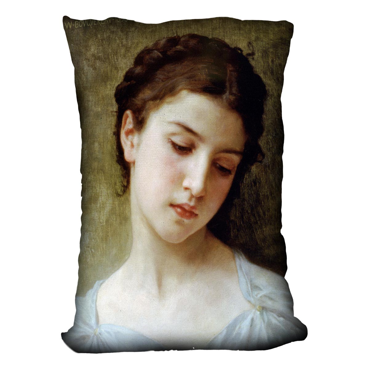 Head Of A Young Girl 1898 By Bouguereau Cushion