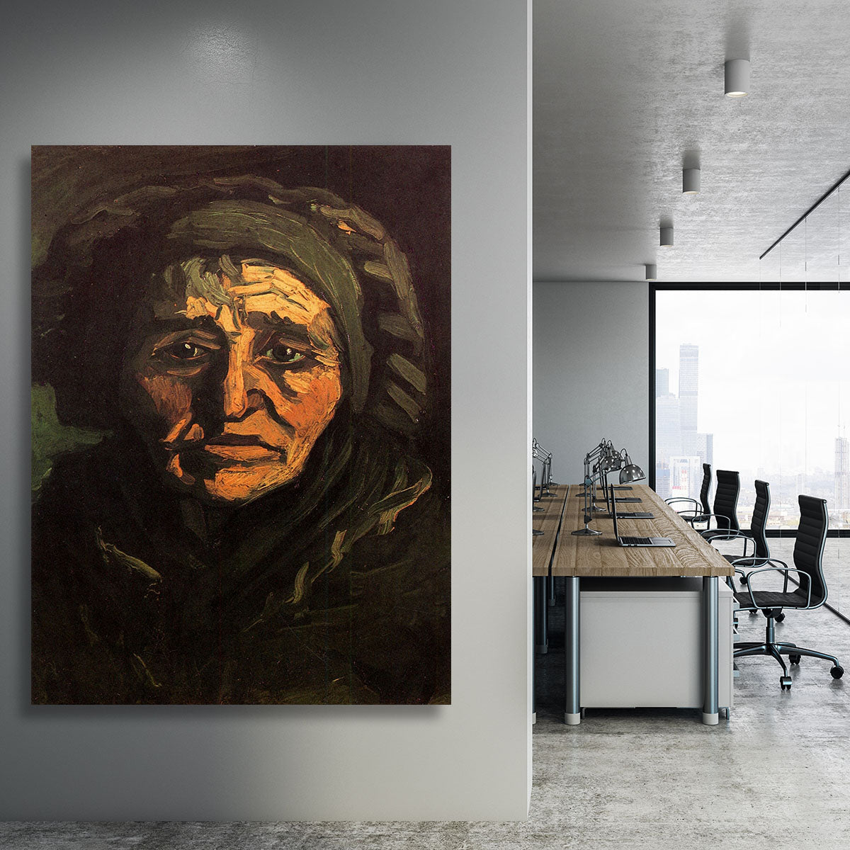 Head of a Peasant Woman with Greenish Lace Cap by Van Gogh Canvas Print or Poster - Canvas Art Rocks - 3