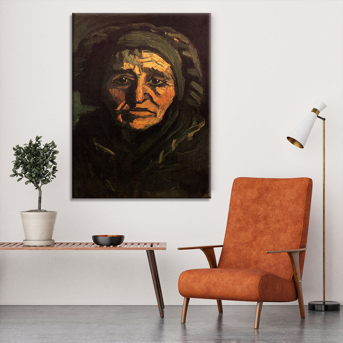Head of a Peasant Woman with Greenish Lace Cap by Van Gogh Canvas Print or Poster - Canvas Art Rocks - 6