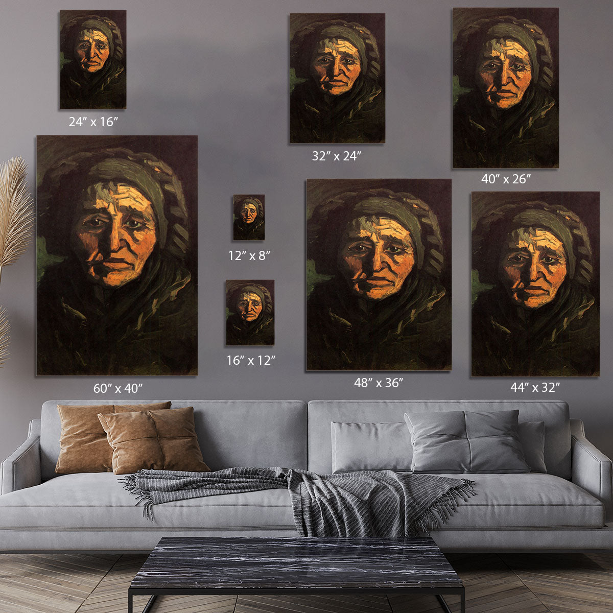 Head of a Peasant Woman with Greenish Lace Cap by Van Gogh Canvas Print or Poster - Canvas Art Rocks - 7