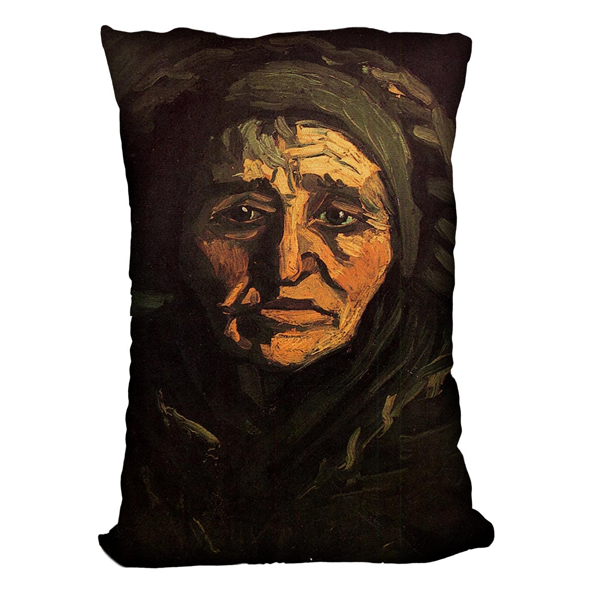 Head of a Peasant Woman with Greenish Lace Cap by Van Gogh Cushion