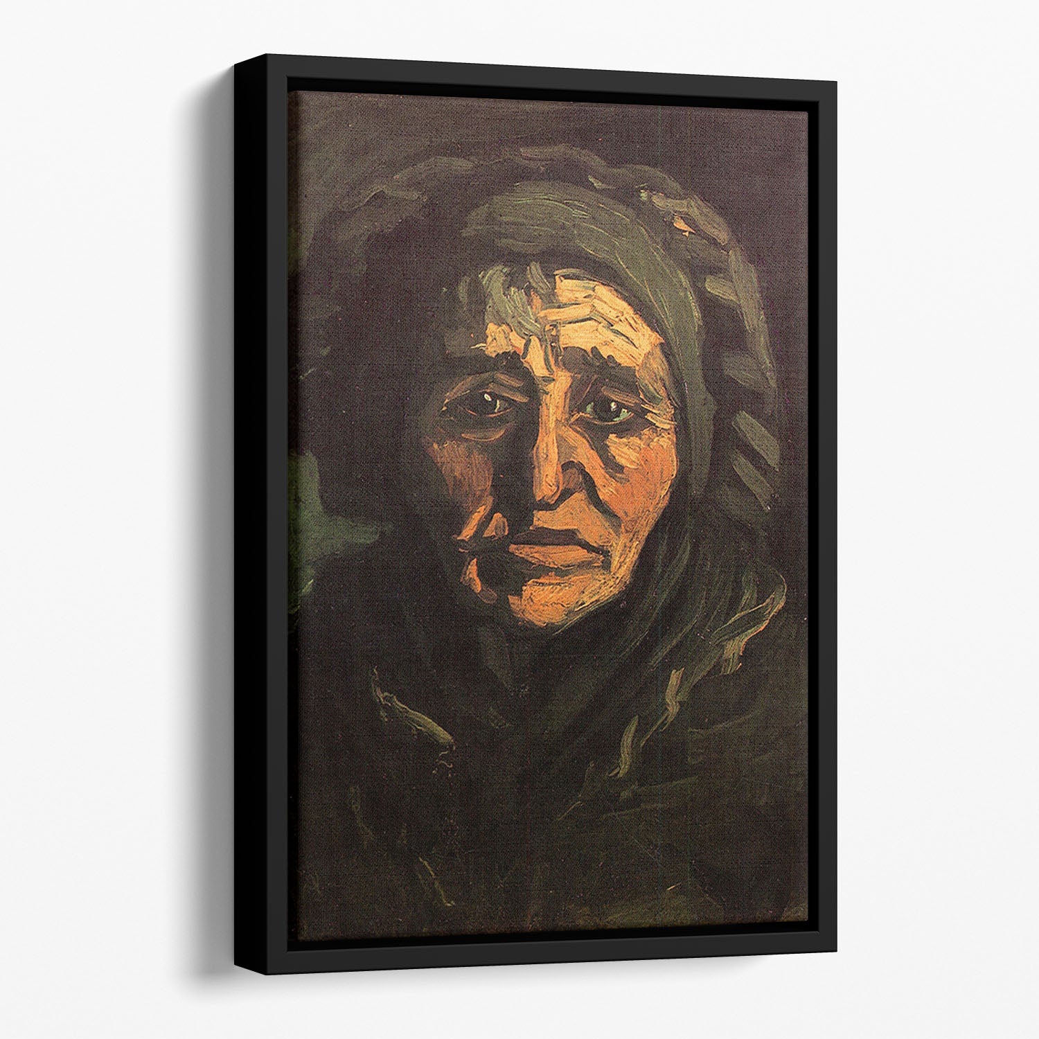 Head of a Peasant Woman with Greenish Lace Cap by Van Gogh Floating Framed Canvas