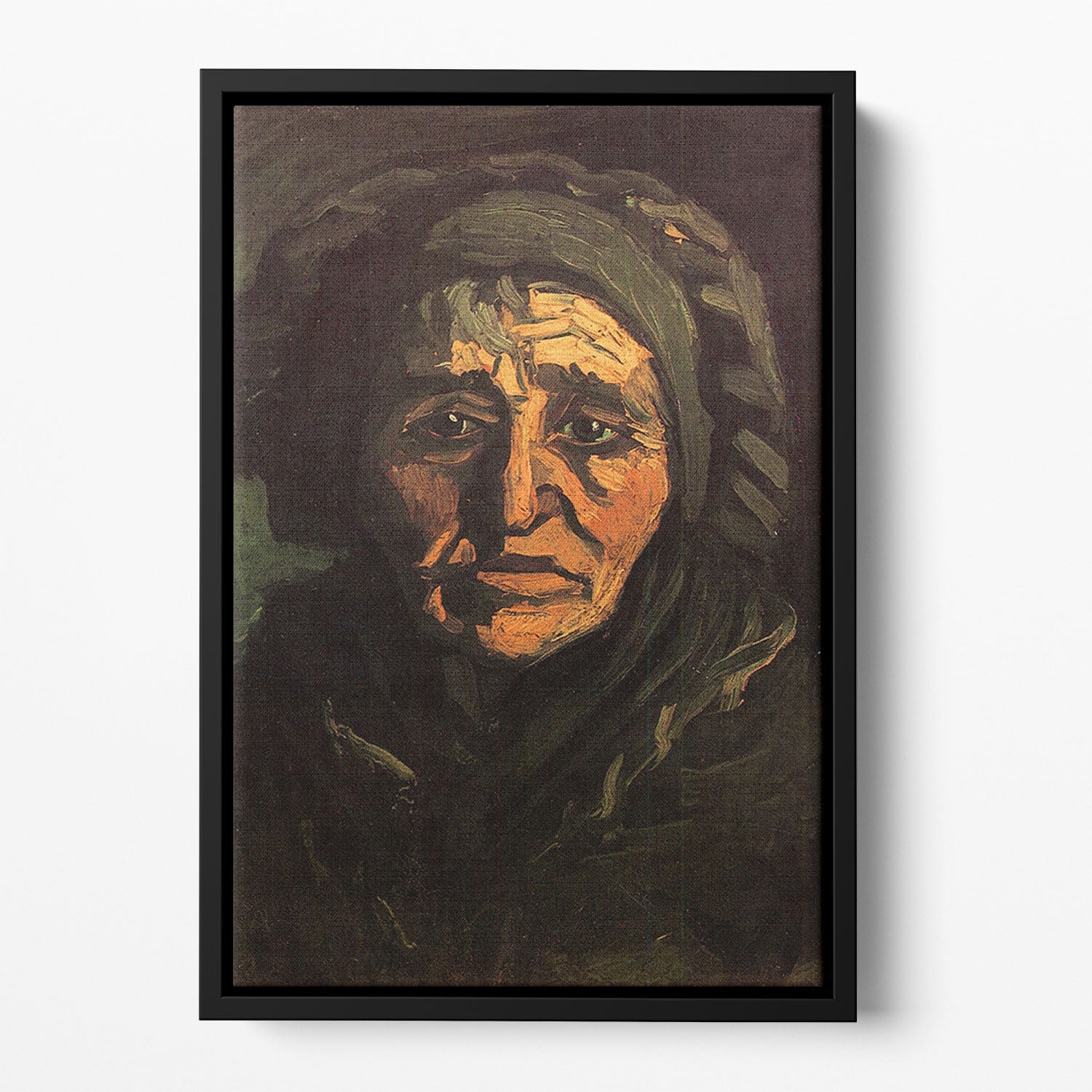 Head of a Peasant Woman with Greenish Lace Cap by Van Gogh Floating Framed Canvas