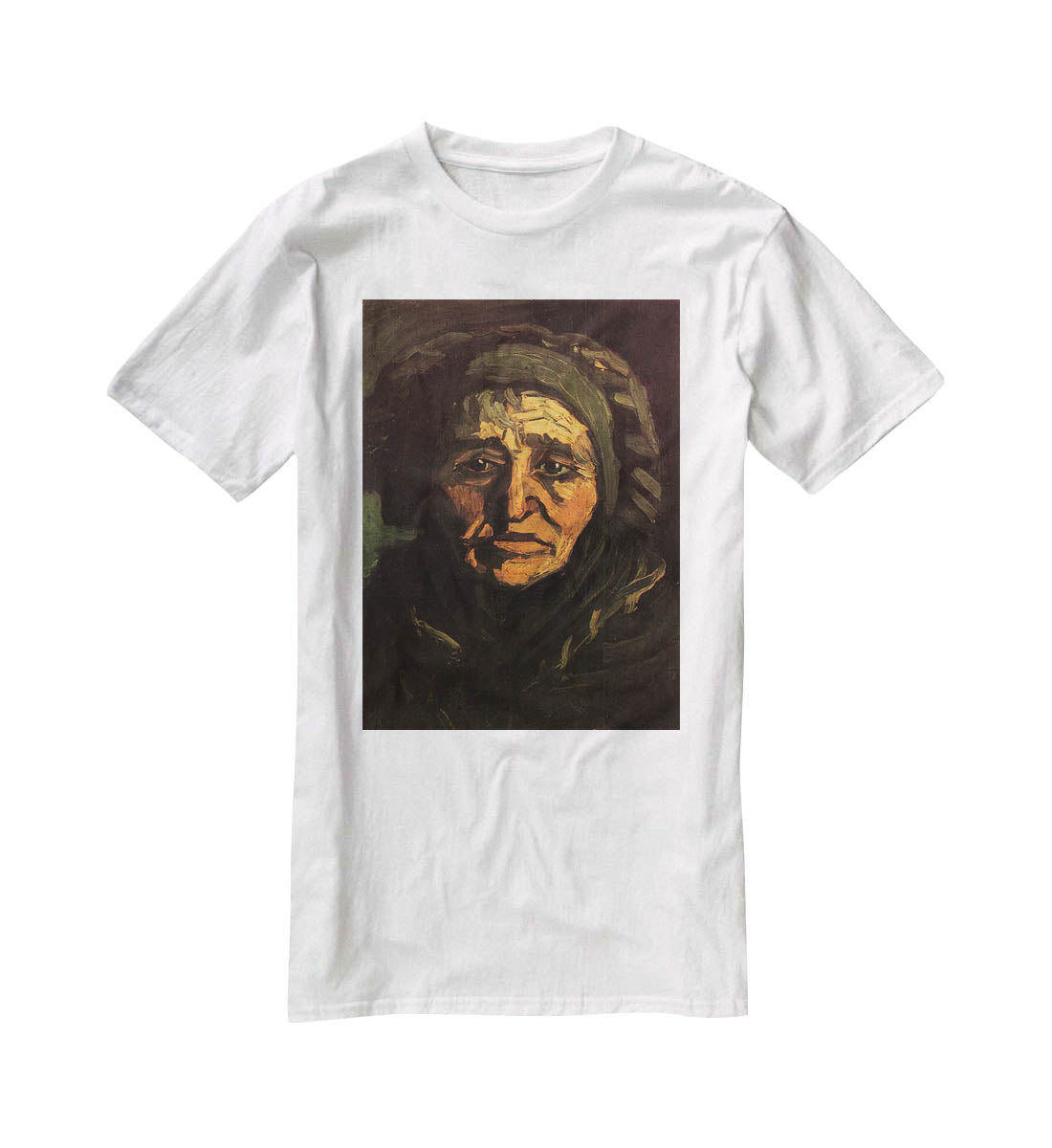 Head of a Peasant Woman with Greenish Lace Cap by Van Gogh T-Shirt - Canvas Art Rocks - 5