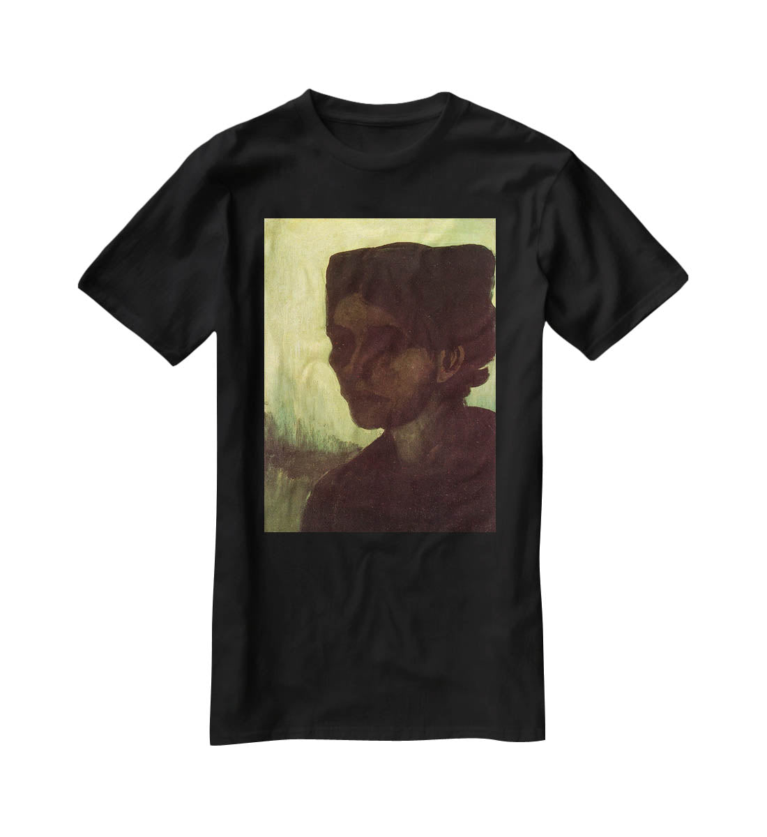 Head of a Young Peasant Woman with Dark Cap by Van Gogh T-Shirt - Canvas Art Rocks - 1