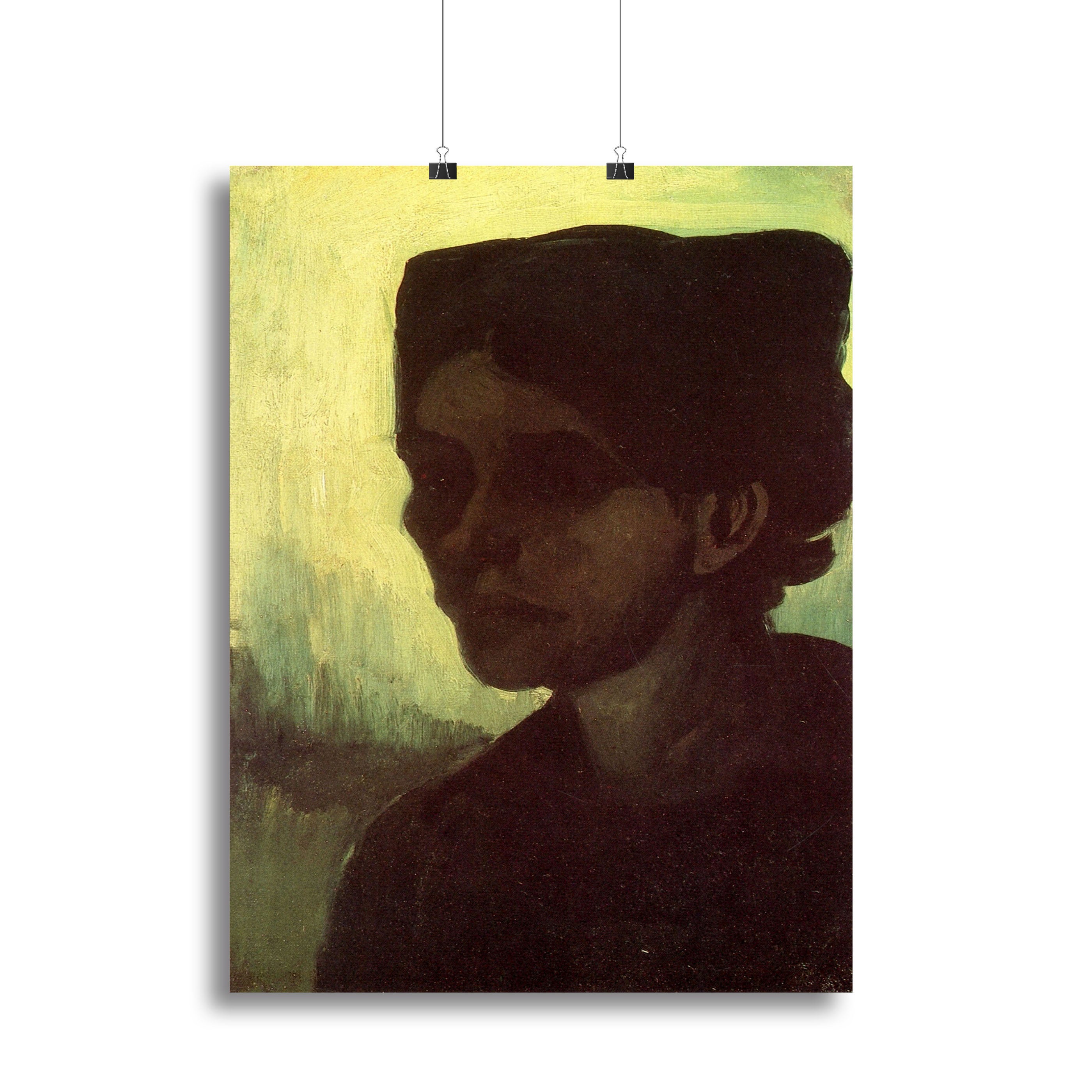 Head of a Young Peasant Woman with Dark Cap by Van Gogh Canvas Print or Poster - Canvas Art Rocks - 2