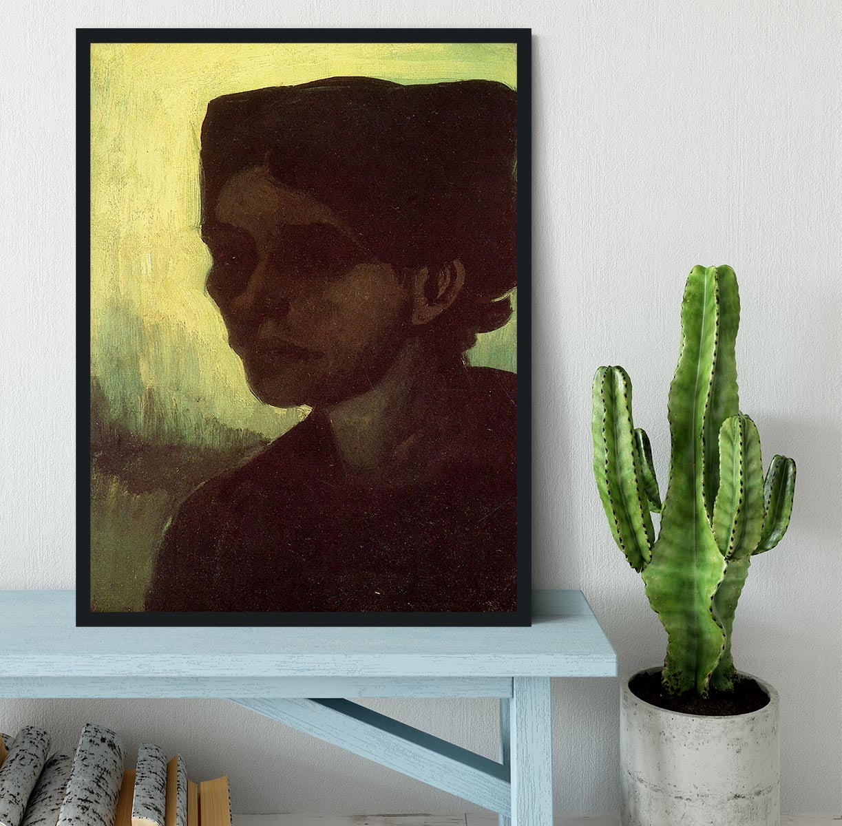 Head of a Young Peasant Woman with Dark Cap by Van Gogh Framed Print - Canvas Art Rocks - 2