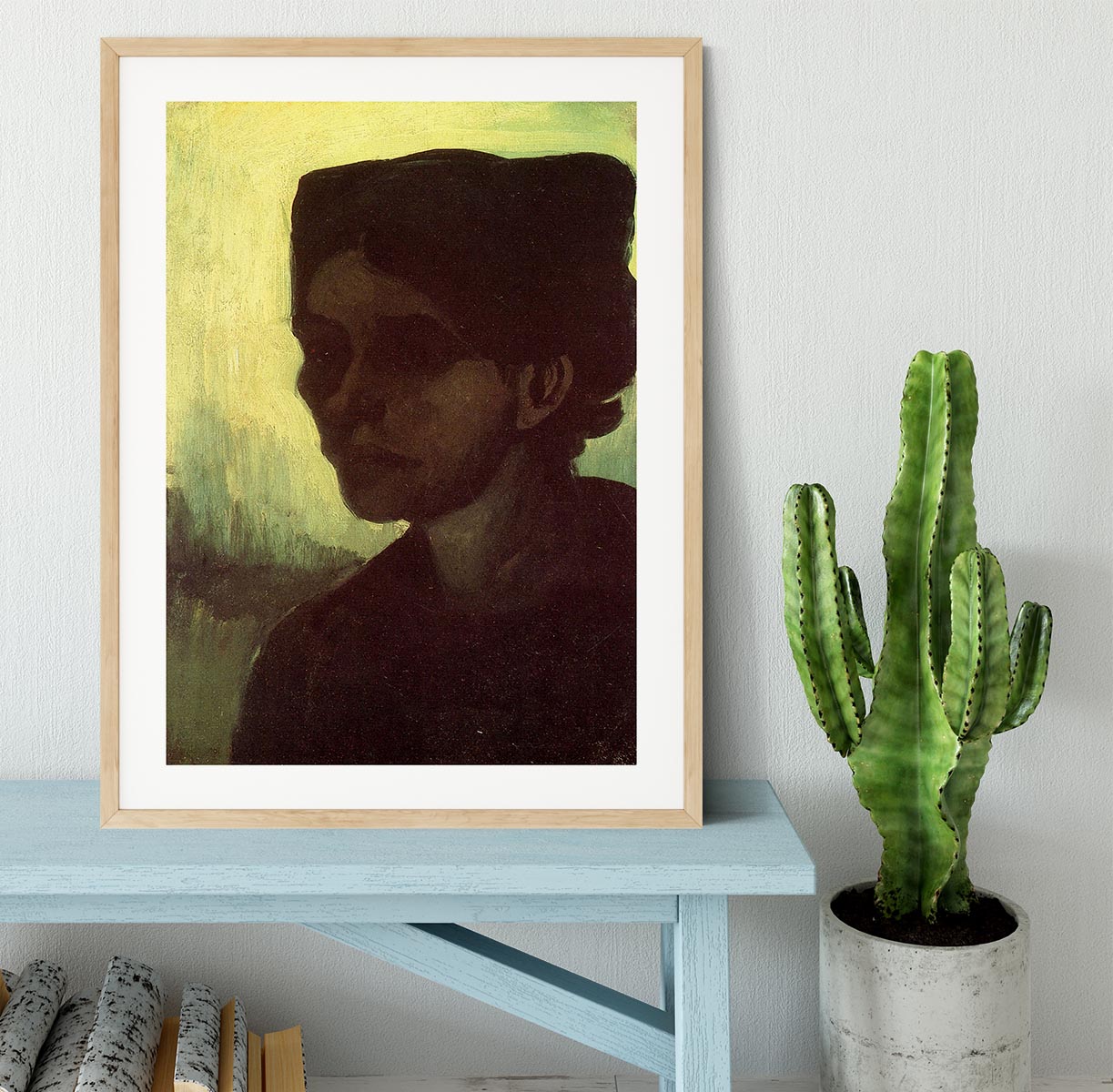 Head of a Young Peasant Woman with Dark Cap by Van Gogh Framed Print - Canvas Art Rocks - 3