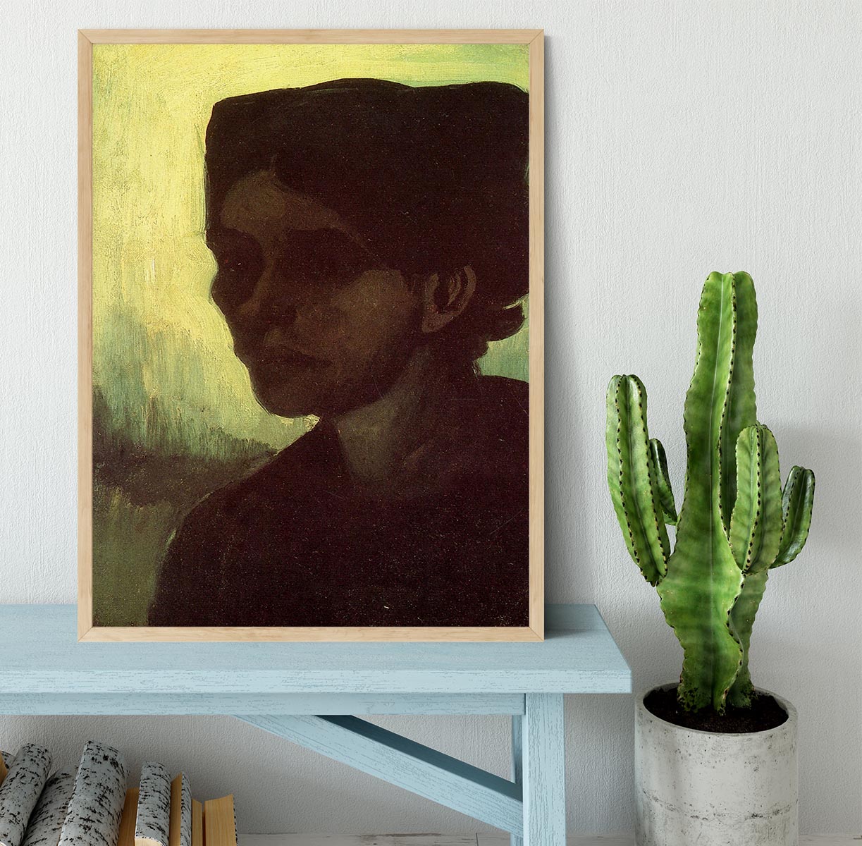 Head of a Young Peasant Woman with Dark Cap by Van Gogh Framed Print - Canvas Art Rocks - 4