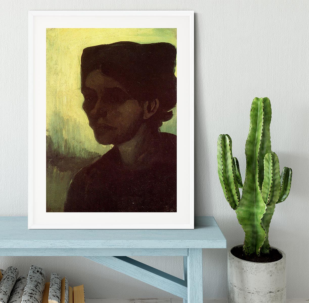 Head of a Young Peasant Woman with Dark Cap by Van Gogh Framed Print - Canvas Art Rocks - 5