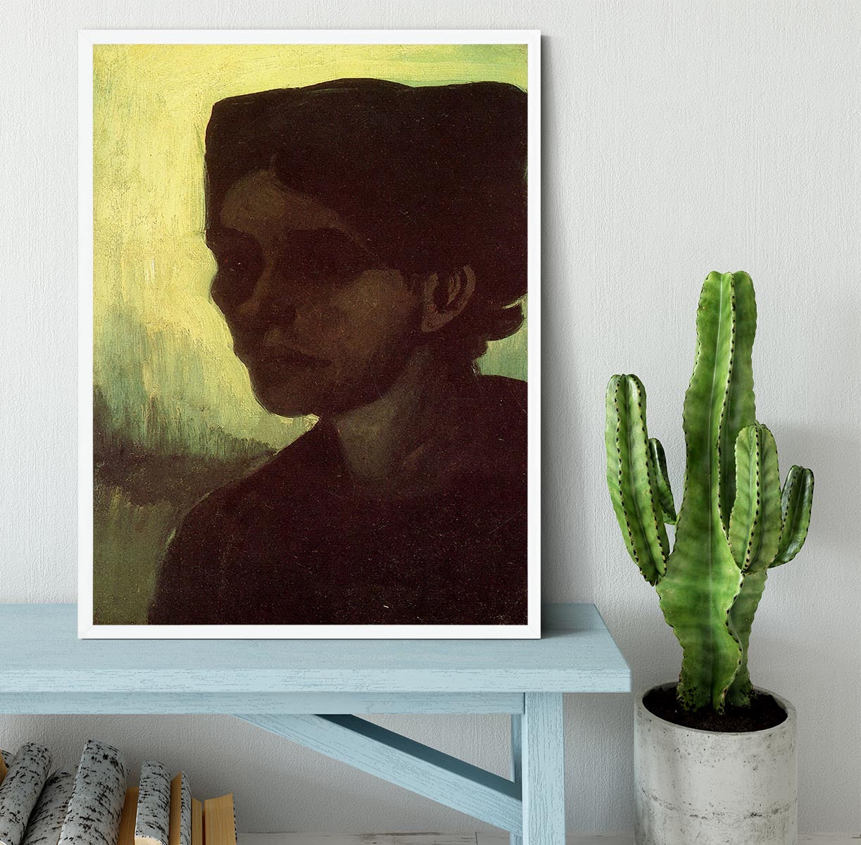 Head of a Young Peasant Woman with Dark Cap by Van Gogh Framed Print - Canvas Art Rocks -6