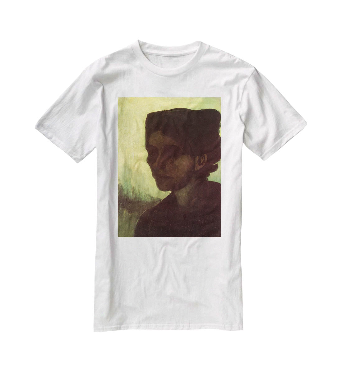 Head of a Young Peasant Woman with Dark Cap by Van Gogh T-Shirt - Canvas Art Rocks - 5