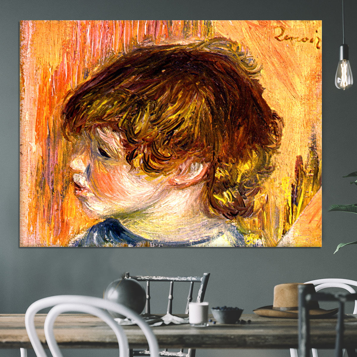 Head of a young girl by Renoir Canvas Print or Poster - Canvas Art Rocks - 3
