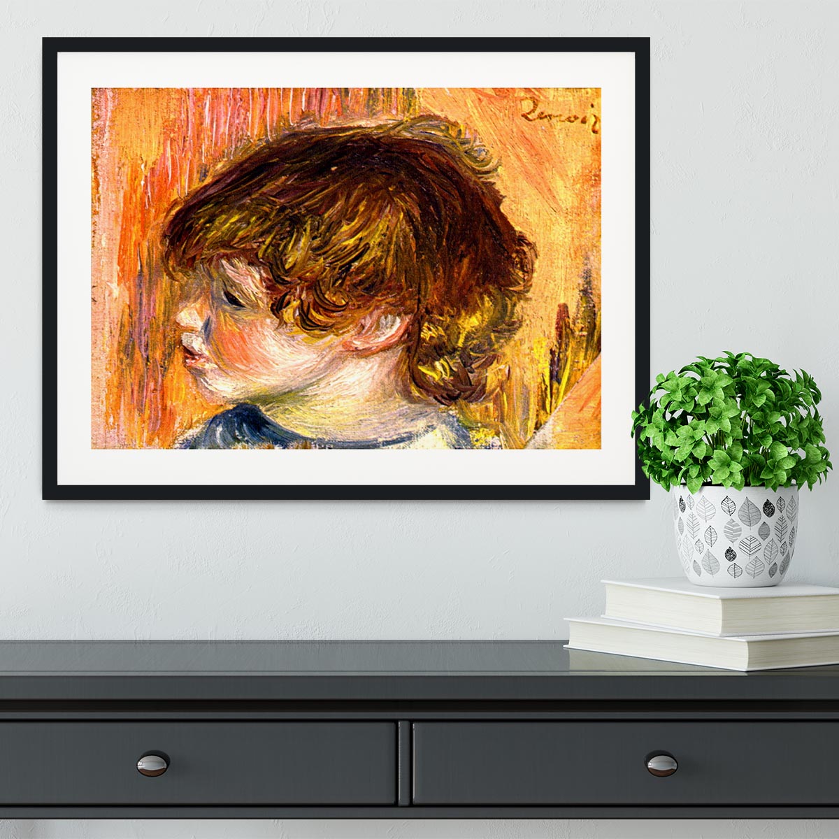 Head of a young girl by Renoir Framed Print - Canvas Art Rocks - 1