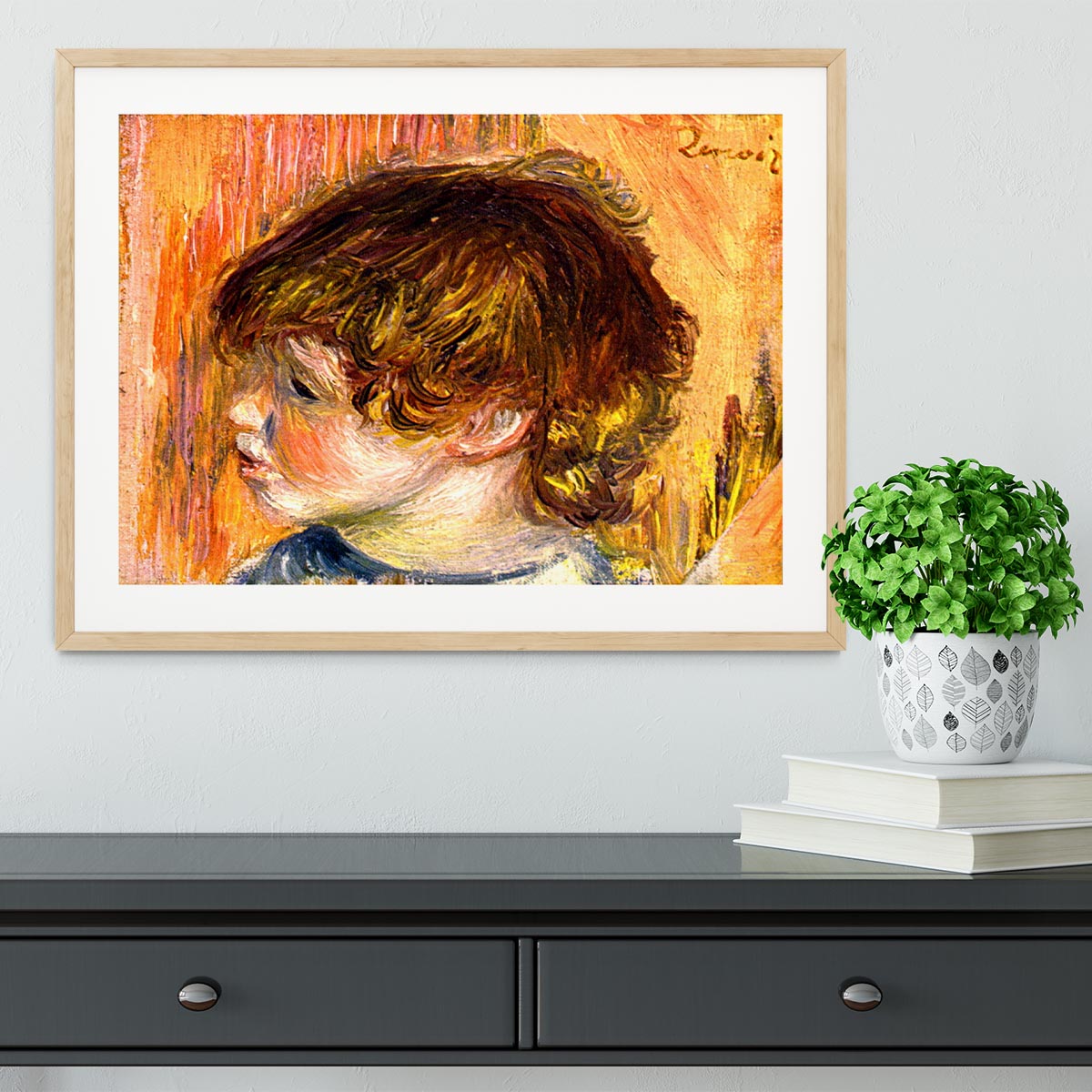 Head of a young girl by Renoir Framed Print - Canvas Art Rocks - 3