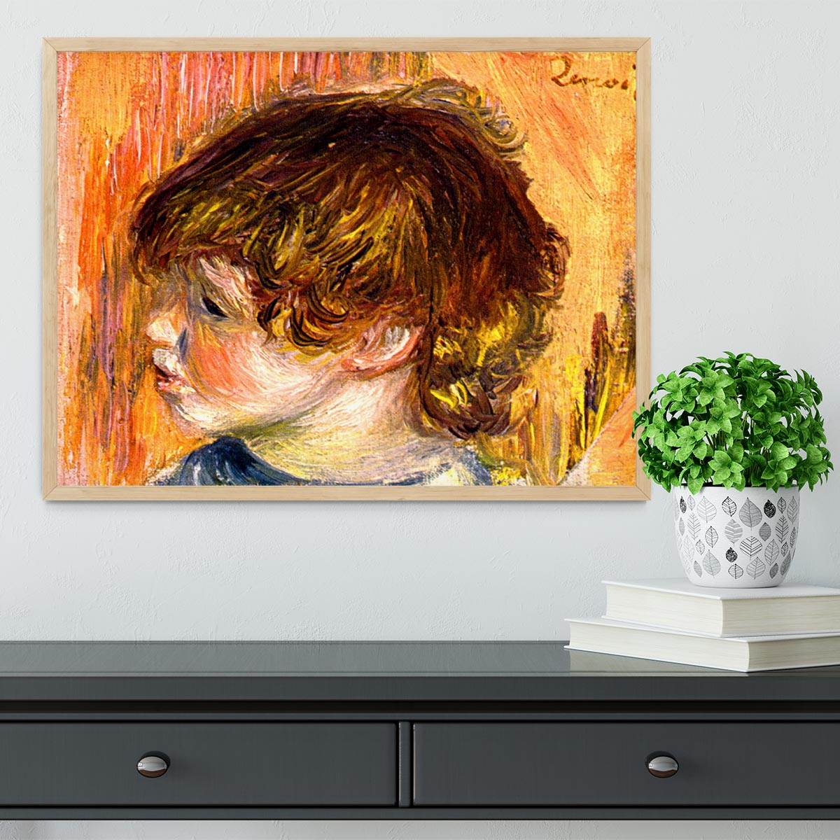 Head of a young girl by Renoir Framed Print - Canvas Art Rocks - 4