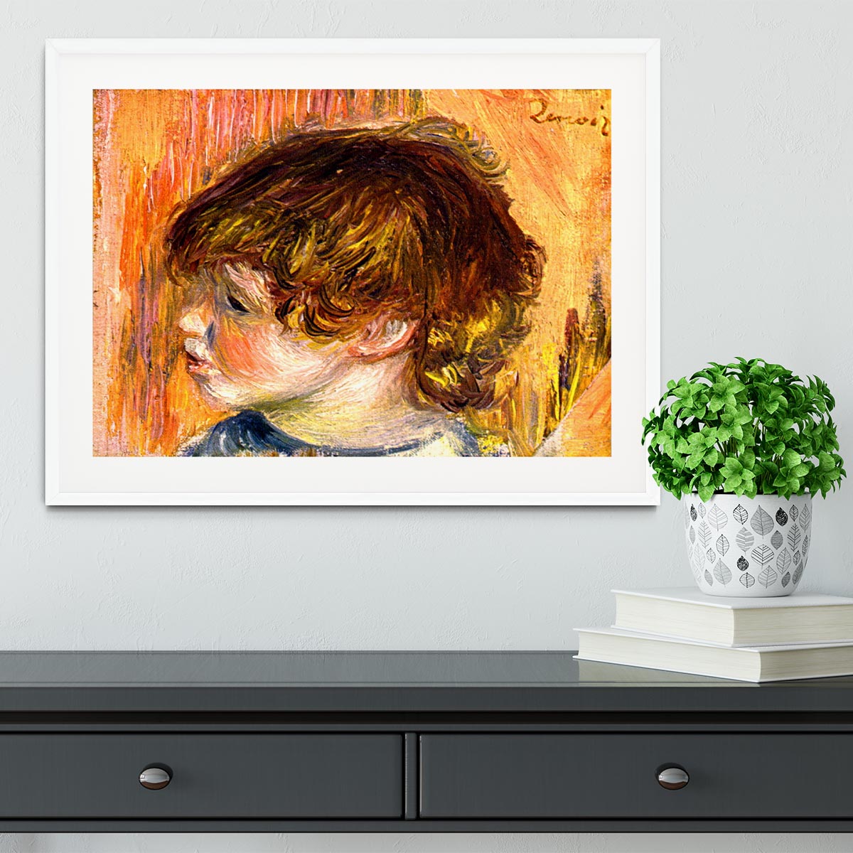 Head of a young girl by Renoir Framed Print - Canvas Art Rocks - 5