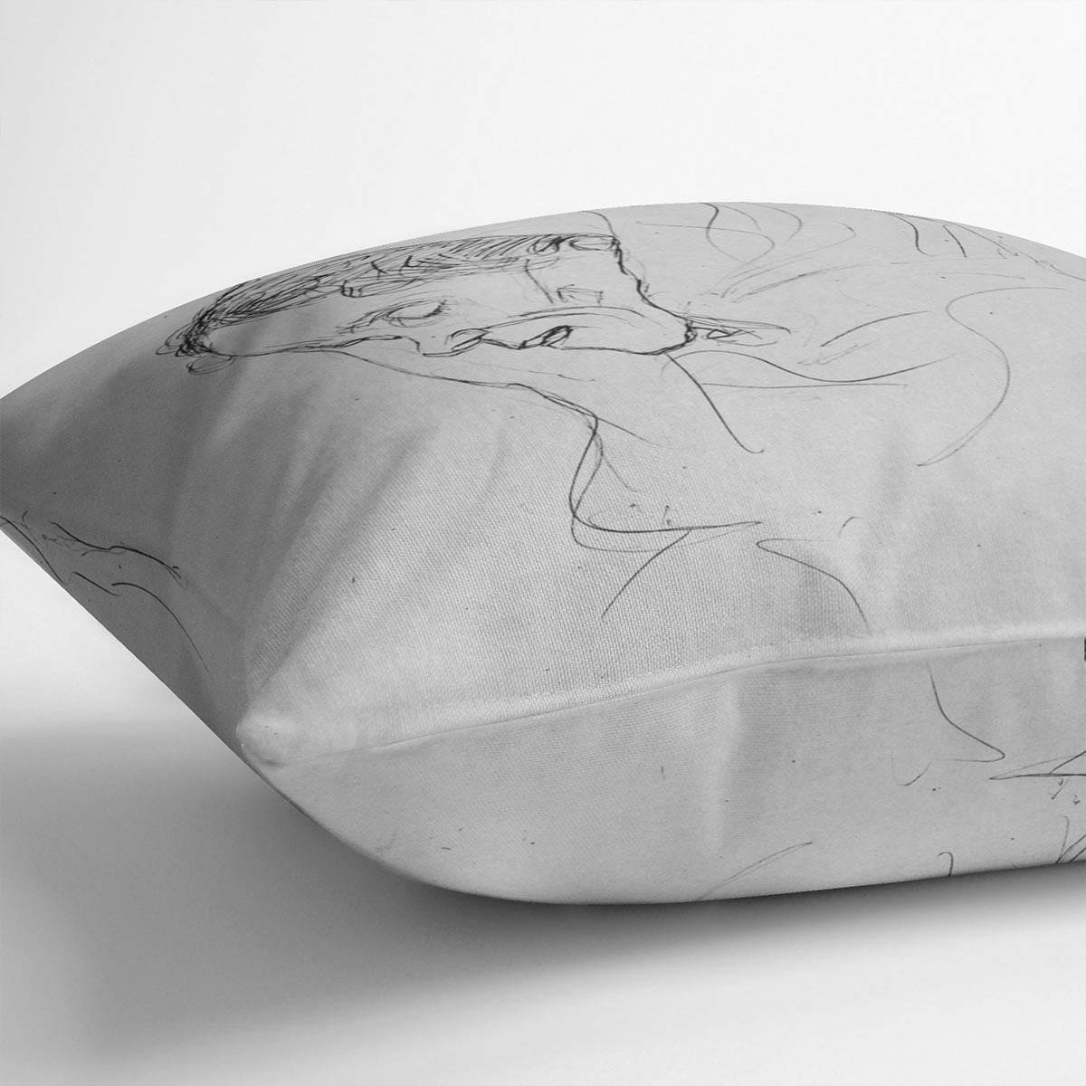 Head of an old woman in profile by Klimt Cushion