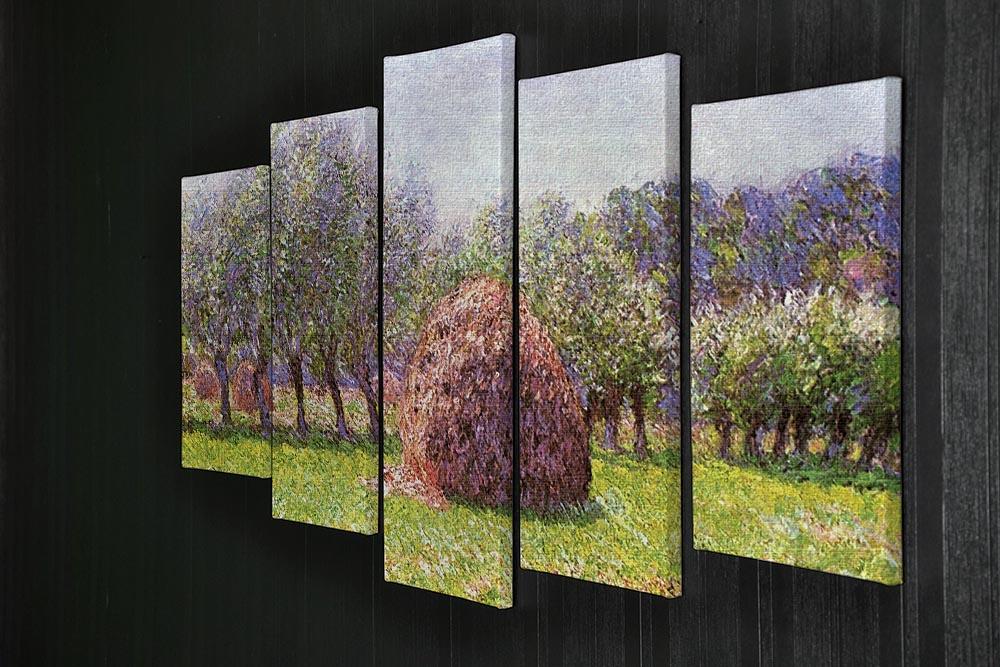 Heap of hay in the field by Monet 5 Split Panel Canvas - Canvas Art Rocks - 2