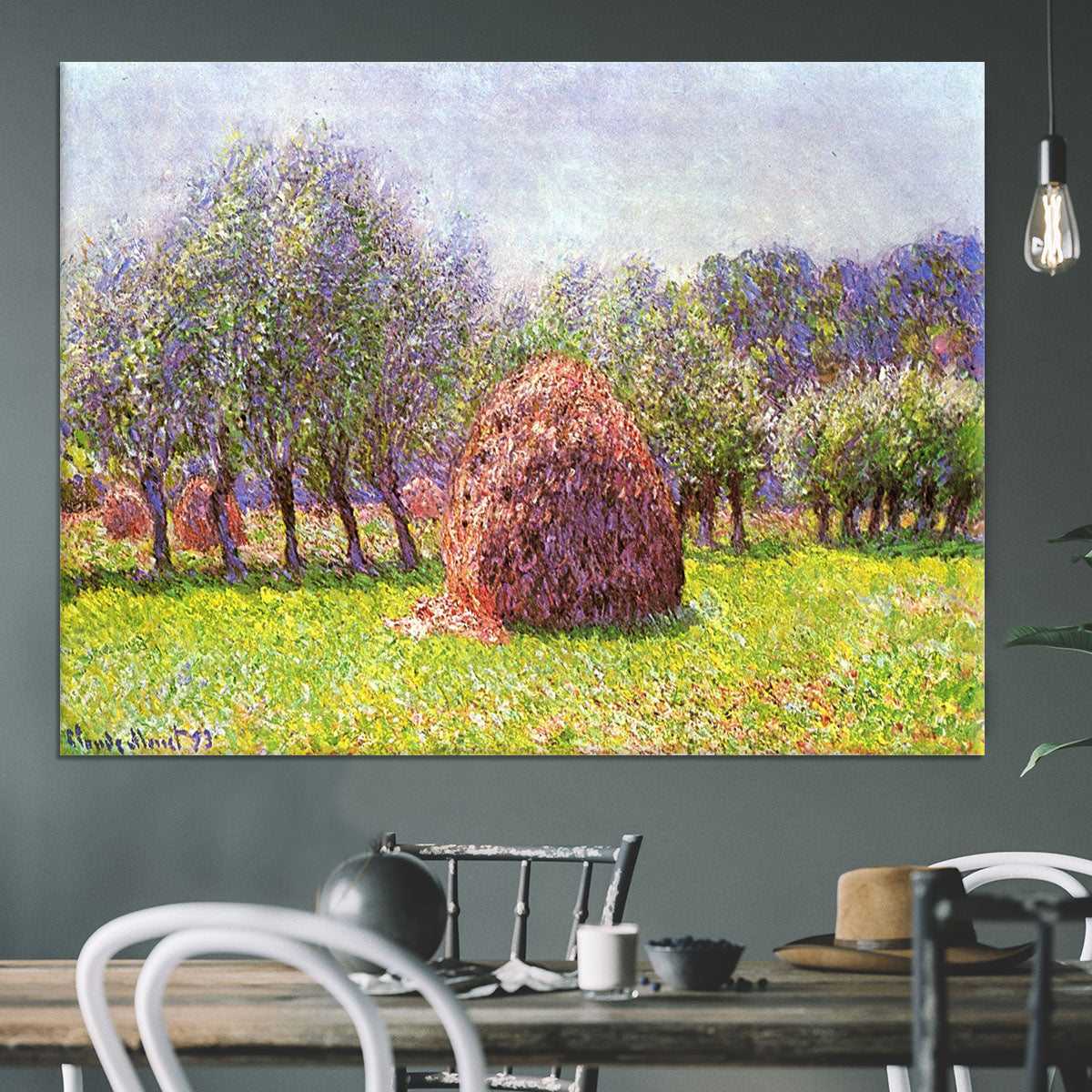 Heap of hay in the field by Monet Canvas Print or Poster - Canvas Art Rocks - 3