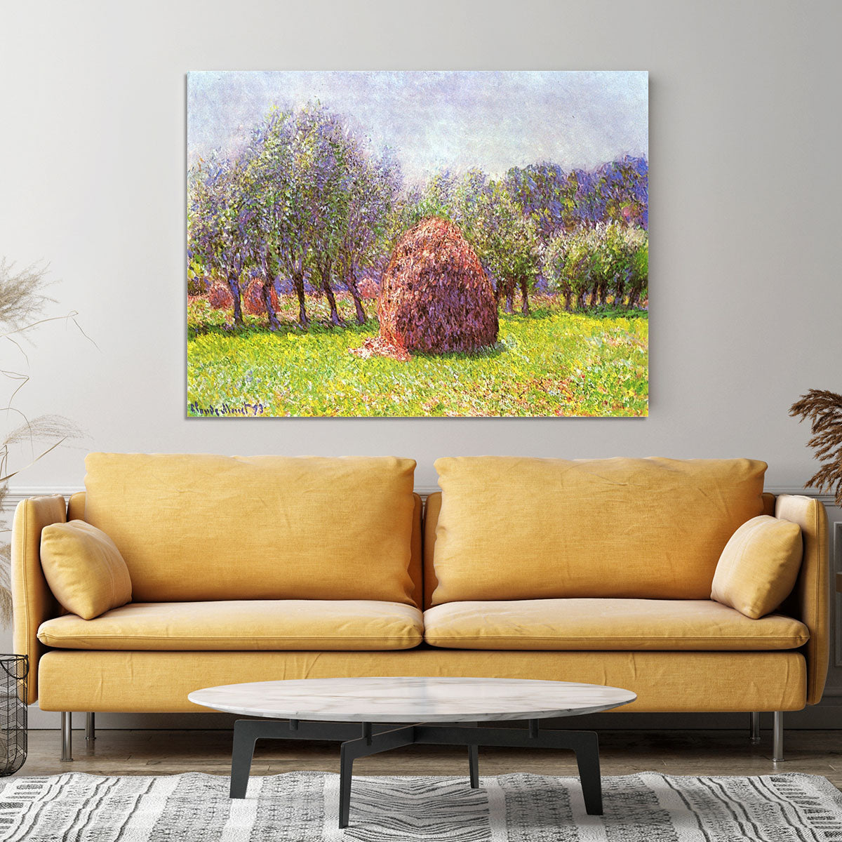 Heap of hay in the field by Monet Canvas Print or Poster - Canvas Art Rocks - 4