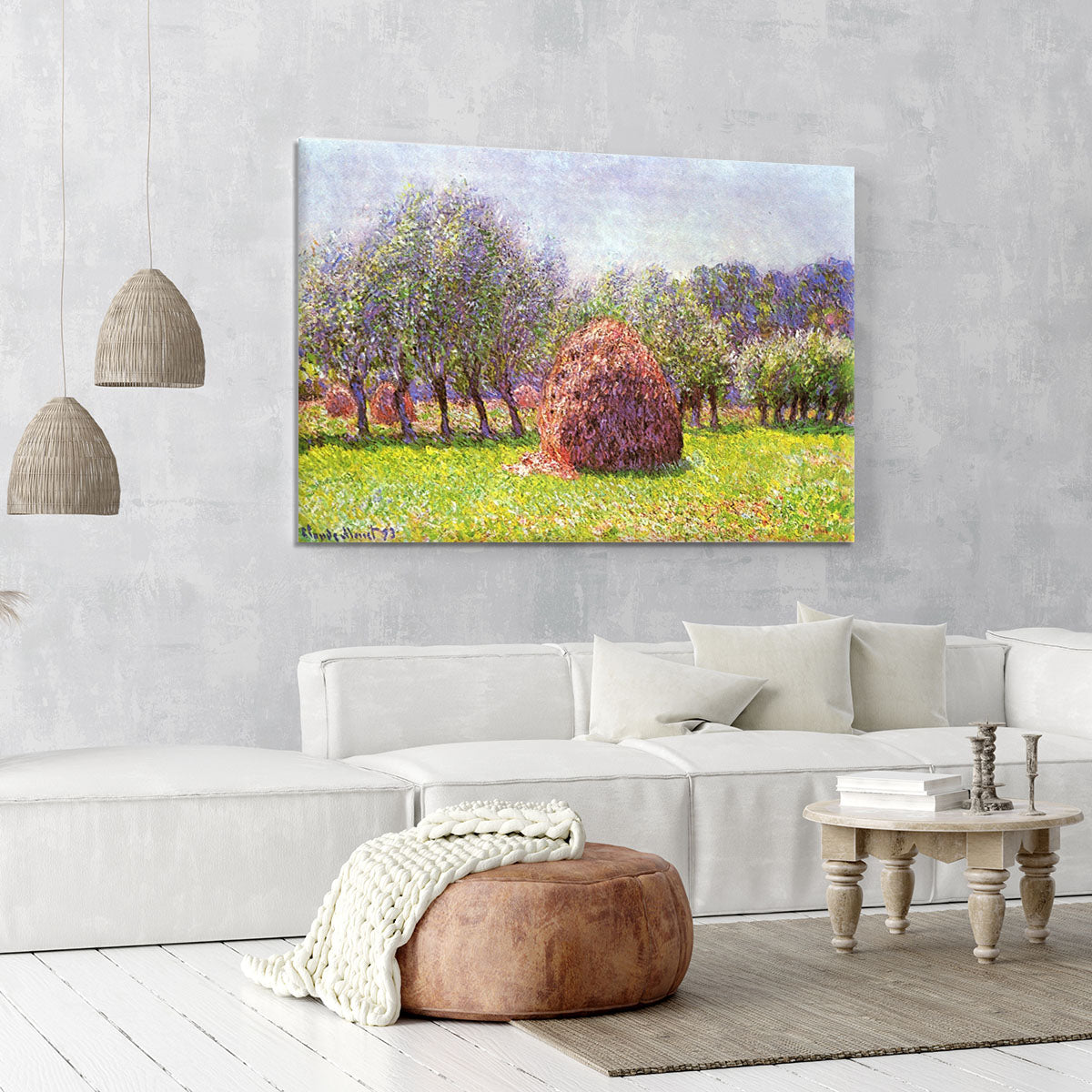 Heap of hay in the field by Monet Canvas Print or Poster - Canvas Art Rocks - 6