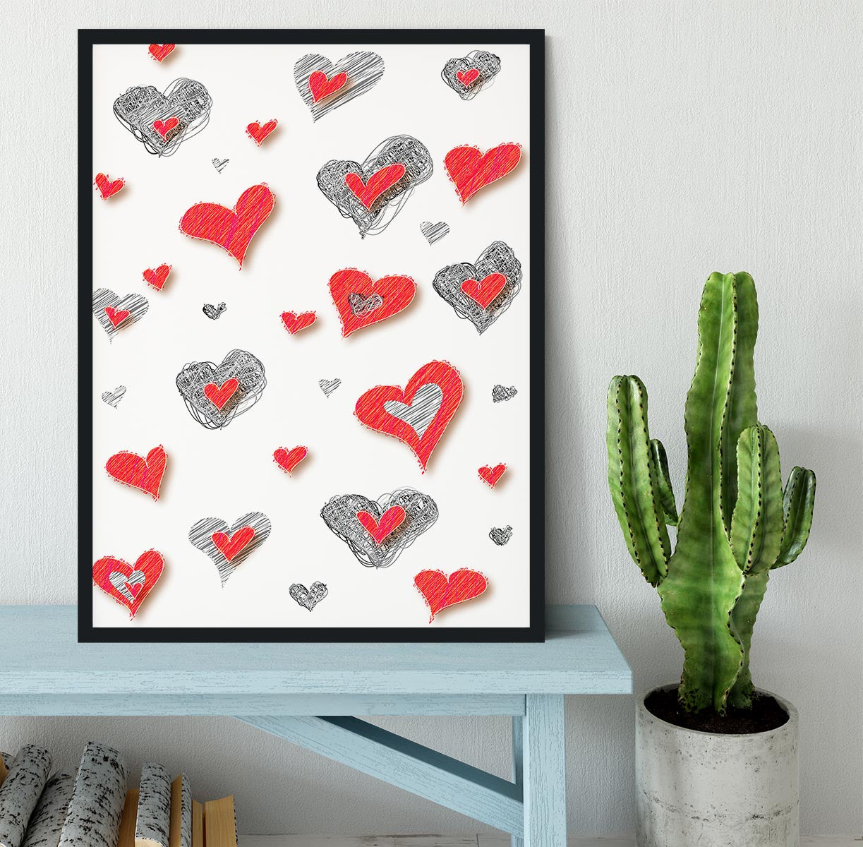 Heart Pattern Framed Print - Canvas Art Rocks - 2