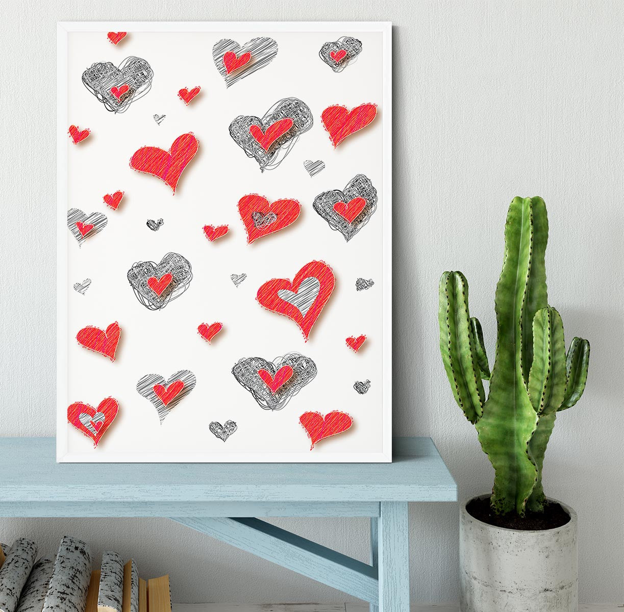 Heart Pattern Framed Print - Canvas Art Rocks -6