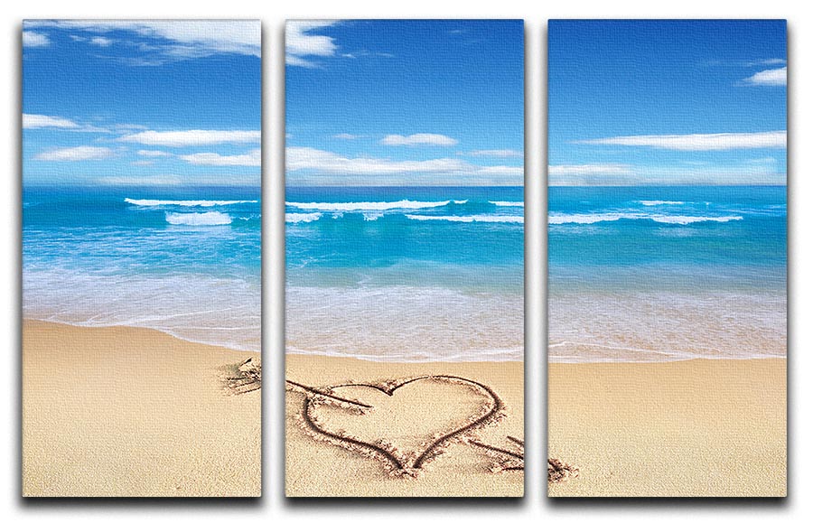 Heart with arrow in sand 3 Split Panel Canvas Print - Canvas Art Rocks - 1