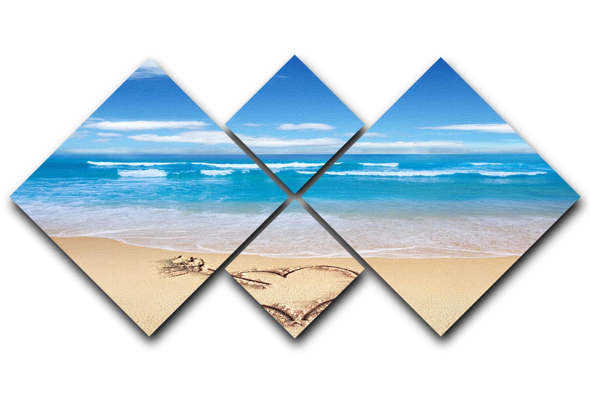 Heart with arrow in sand 4 Square Multi Panel Canvas - Canvas Art Rocks - 1