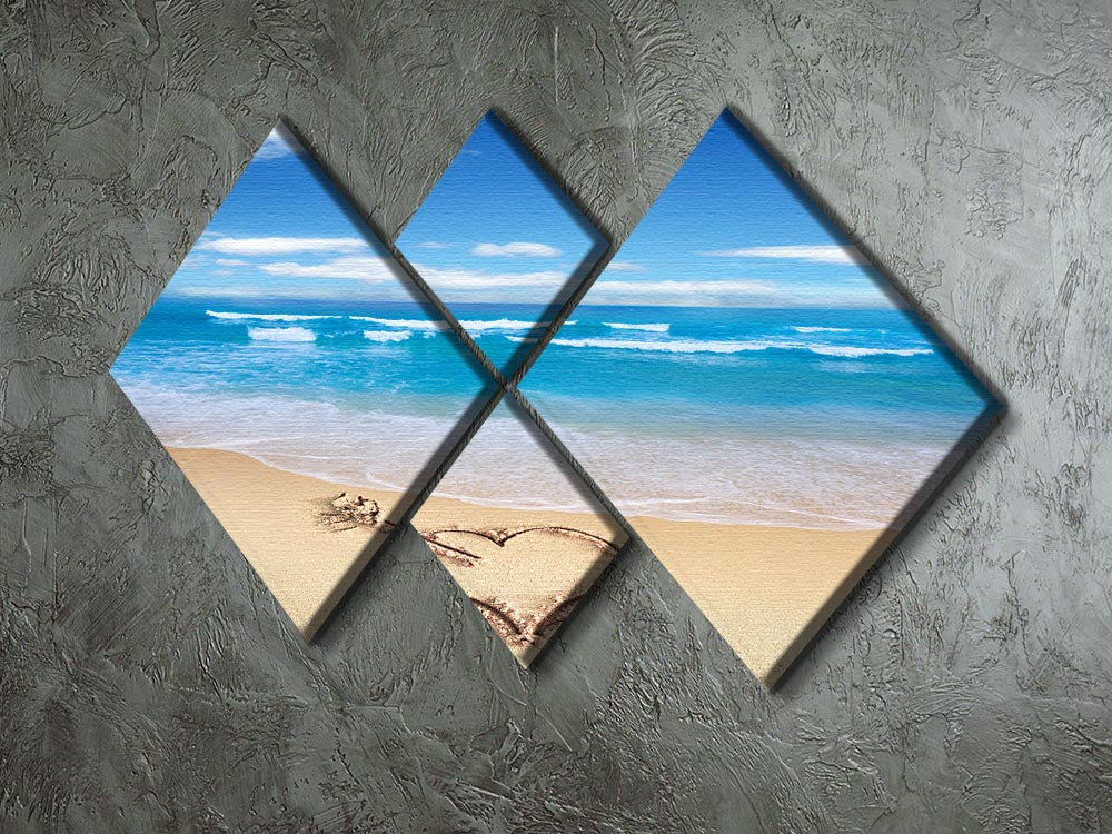 Heart with arrow in sand 4 Square Multi Panel Canvas - Canvas Art Rocks - 2