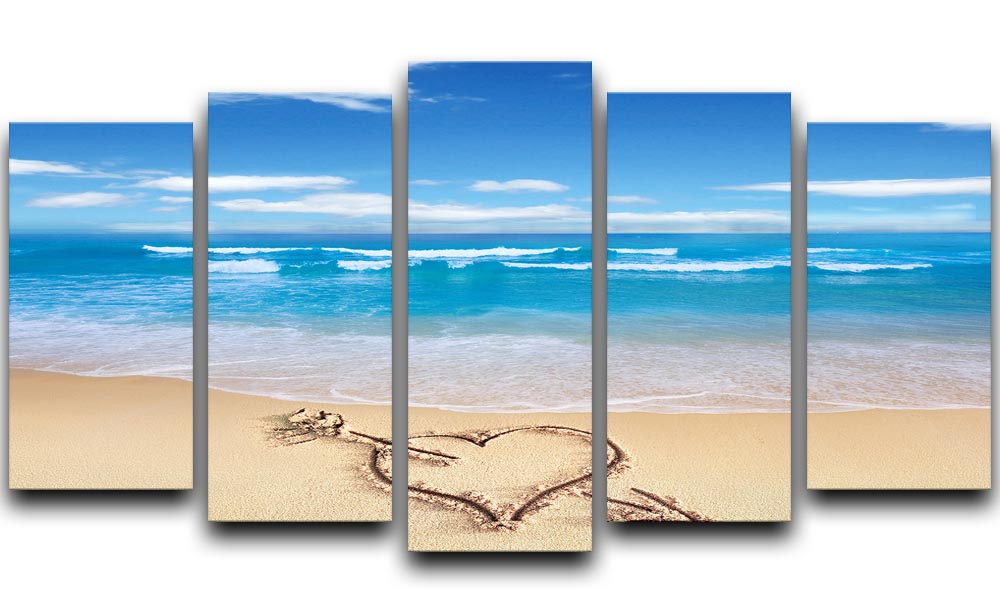 Heart with arrow in sand 5 Split Panel Canvas - Canvas Art Rocks - 1