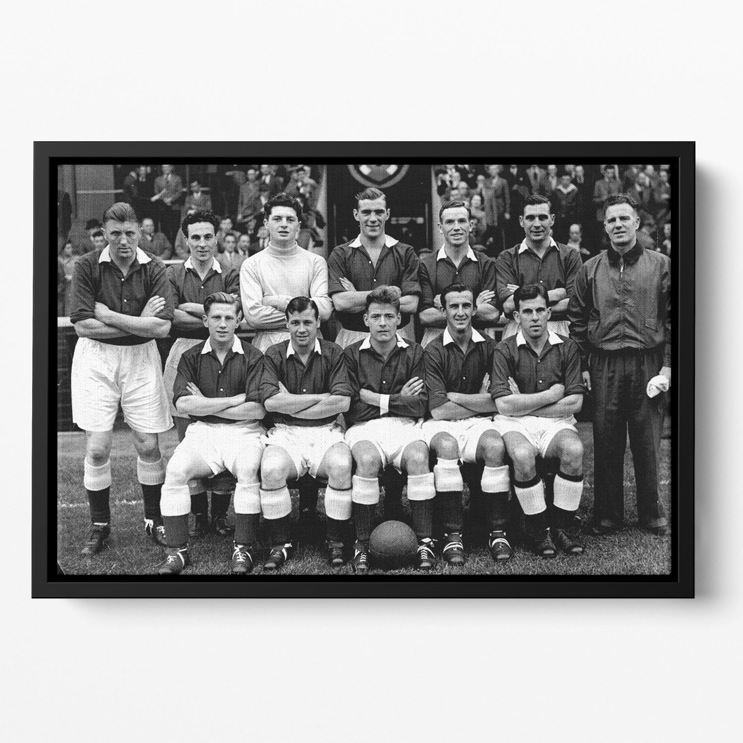 Hearts Football Club Team Photo 1954 Floating Framed Canvas - Canvas Art Rocks - 2