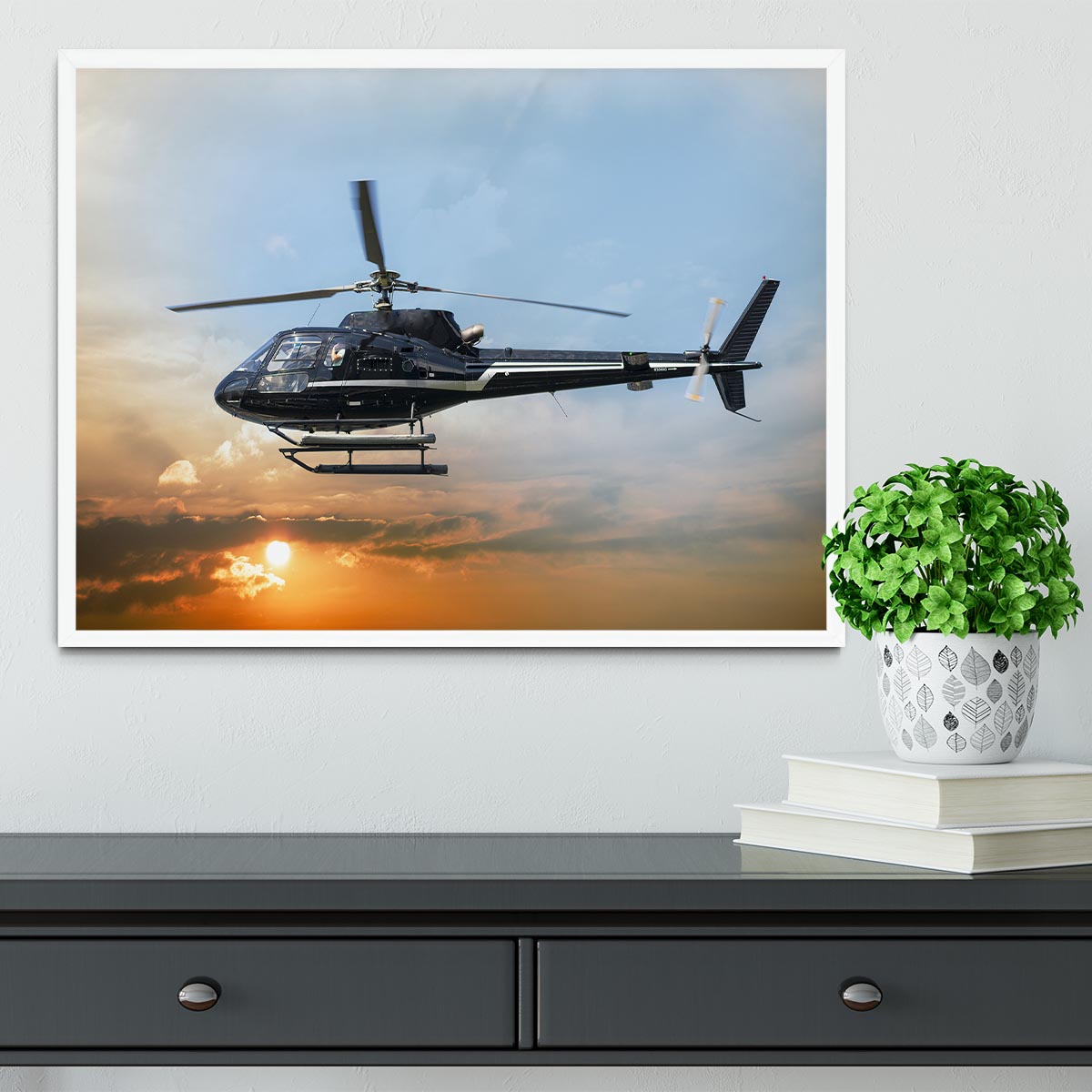 Helicopter for sightseeing Framed Print - Canvas Art Rocks -6