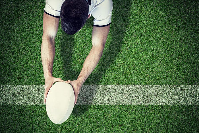 High angle view holding rugby ball Wall Mural Wallpaper