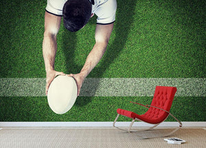 High angle view holding rugby ball Wall Mural Wallpaper - Canvas Art Rocks - 2