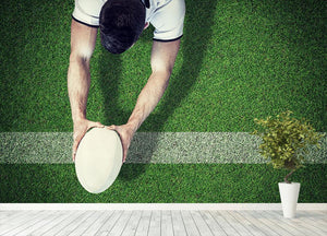 High angle view holding rugby ball Wall Mural Wallpaper - Canvas Art Rocks - 4