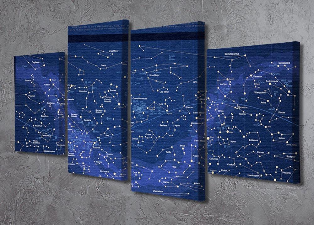 High detailed star map with names of stars contellations 4 Split Panel Canvas - Canvas Art Rocks - 2