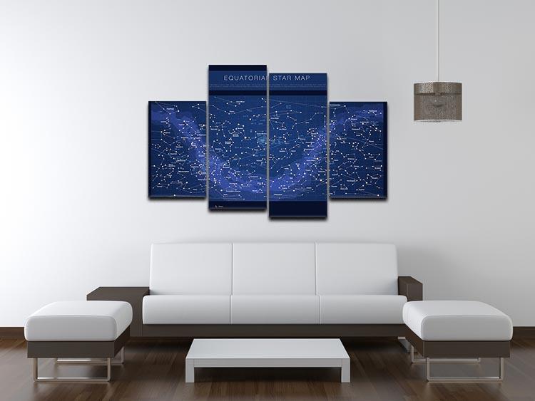 High detailed star map with names of stars contellations 4 Split Panel Canvas - Canvas Art Rocks - 3