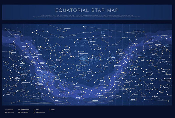 High detailed star map with names of stars contellations Wall Mural Wallpaper